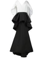 Christian Siriano Ruffled V-neck Dress