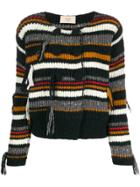 Maison Flaneur Double-breasted Striped Cardigan - Black