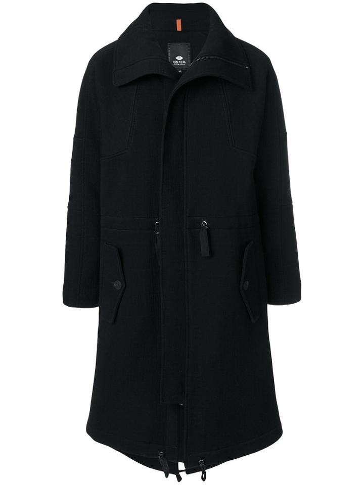 Tom Rebl Zip Up Trench Coat - Black