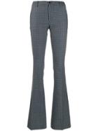 Pt01 Check Print Flared Trousers - Blue