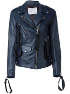 Matthew Miller Multi Zipper Pocket Jacket, Women's, Size: 8, Blue, Calf Leather