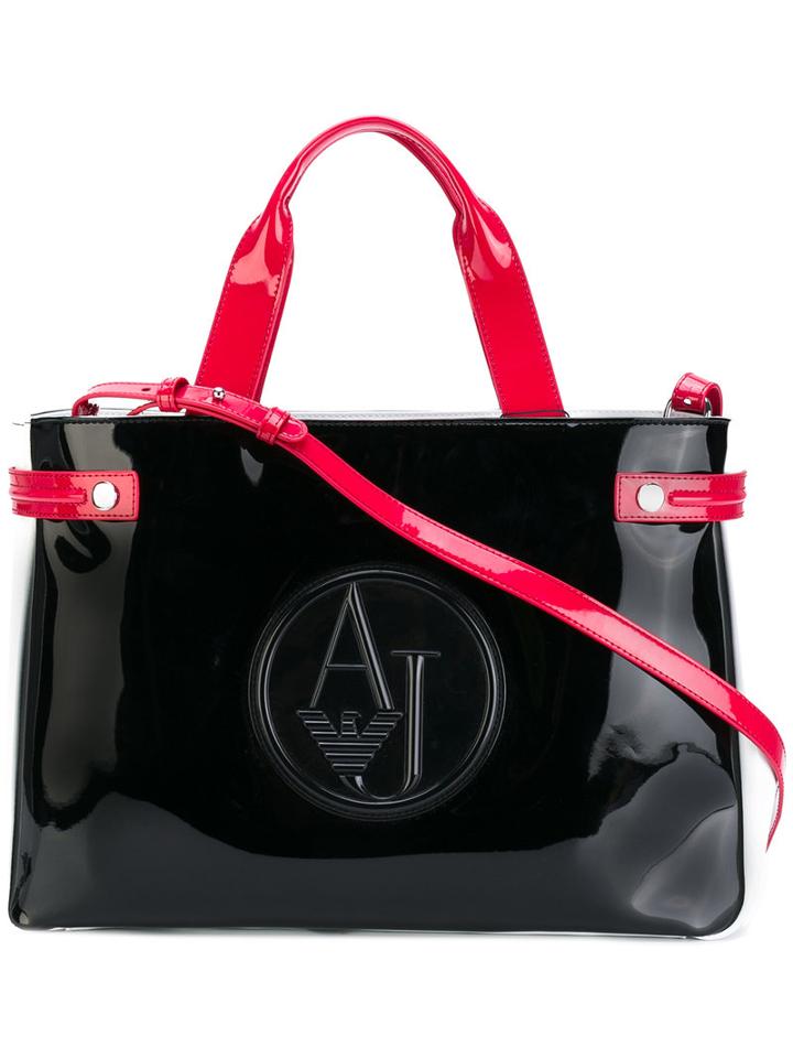 Armani Jeans - Logo Embossed Tote - Women - Polyester/viscose - One Size, Black, Polyester/viscose