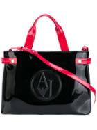 Armani Jeans - Logo Embossed Tote - Women - Polyester/viscose - One Size, Black, Polyester/viscose