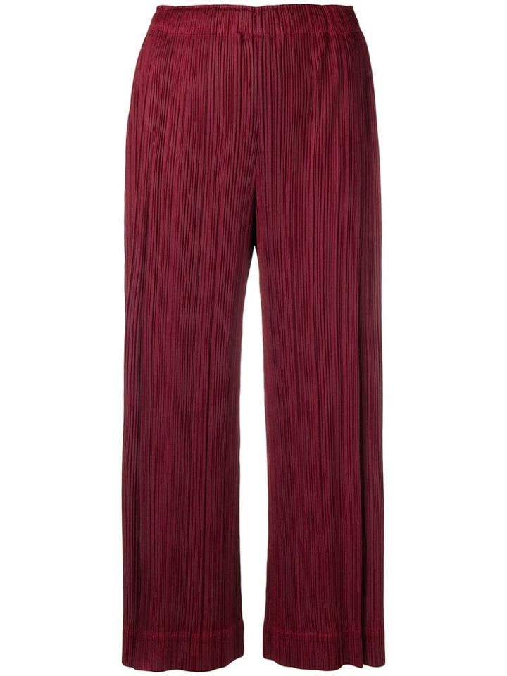Pleats Please By Issey Miyake Cropped Pleated Trousers - Red