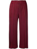 Pleats Please By Issey Miyake Cropped Pleated Trousers - Red
