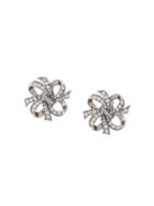 Kenneth Jay Lane 1980's Crystal-embellished Bow Earrings - Silver