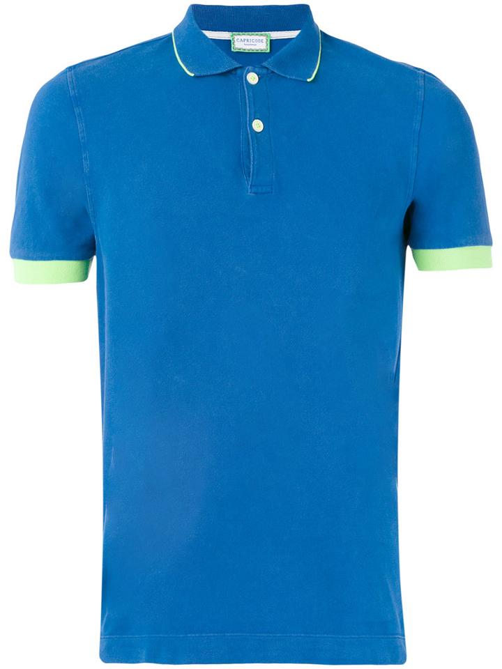 Contrast Polo Shirt - Men - Cotton/spandex/elastane - L, Blue, Cotton/spandex/elastane, Capricode