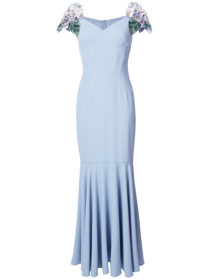Dolce & Gabbana - Hydrangea Sleeve Gown - Women - Spandex/elastane/acetate/viscose - 46, Blue, Spandex/elastane/acetate/viscose