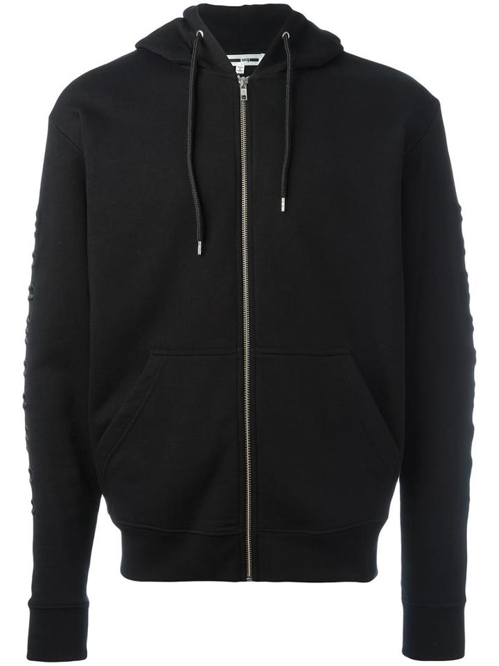 Mcq Alexander Mcqueen Embroidered Sleeve Hoodie, Men's, Size: Small, Black, Cotton