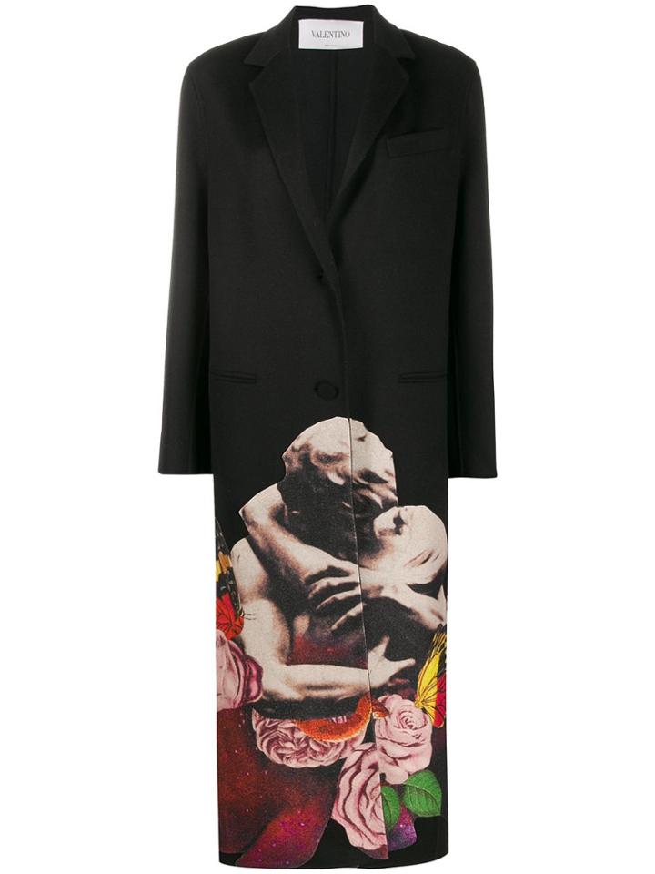 Valentino X Undercover Lovers Print Single-breasted Coat - Black