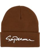 Supreme Classic Script Fw18 Beanie - Brown