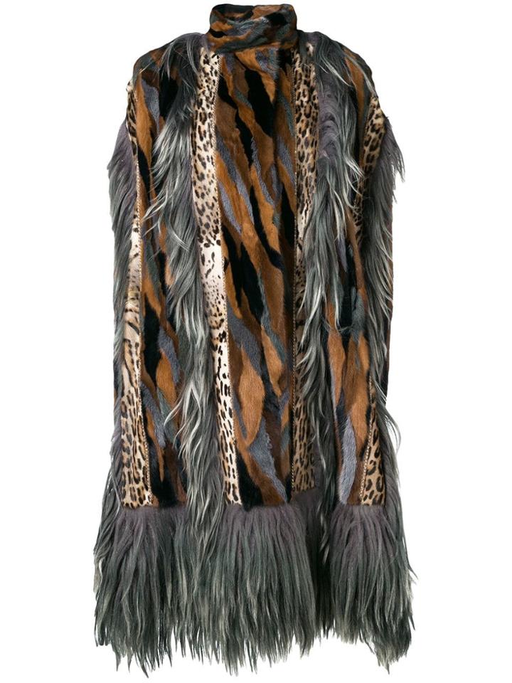Liska Patchwork Cape - Brown