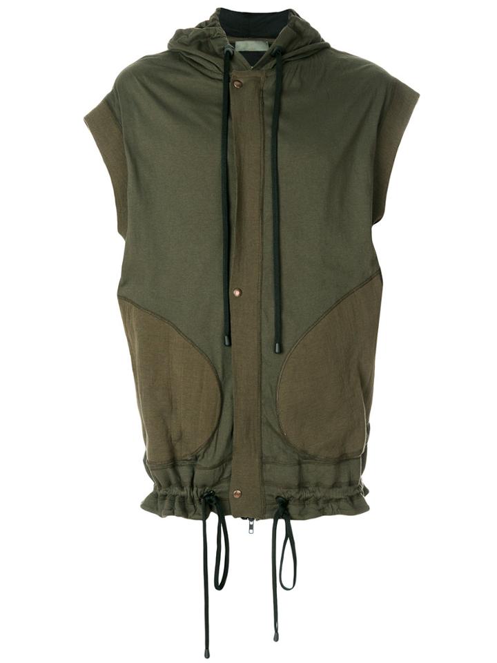 Di Liborio Sleeveless Zip Hoodie - Green