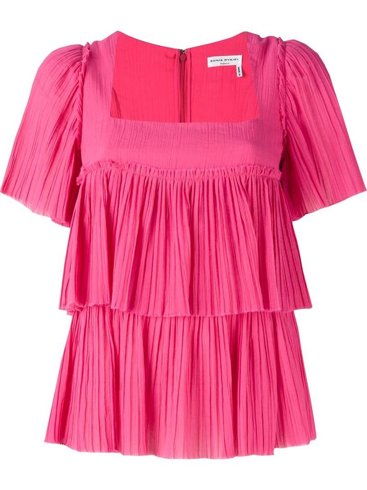 Sonia Rykiel Pleated Blouse, Women's, Size: 40, Pink/purple, Cotton