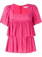 Sonia Rykiel Pleated Blouse, Women's, Size: 40, Pink/purple, Cotton