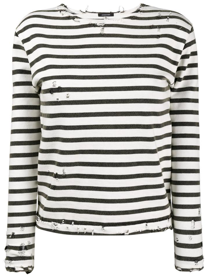 R13 Striped Long Sleeve T-shirt - White