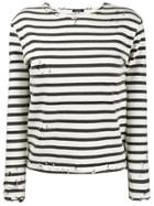 R13 Striped Long Sleeve T-shirt - White