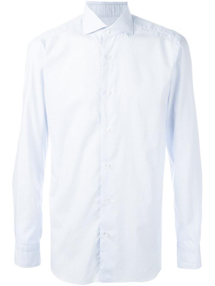 Barba Plaid Classic Shirt, Men's, Size: 41, Blue, Cotton