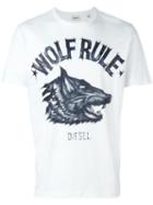 Diesel Wolf Rule T-shirt, Men's, Size: S, White, Cotton