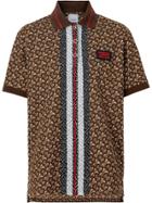 Burberry Copland Monogram Print Cotton Polo Shirt - Brown