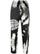 Ann Demeulemeester Printed Trousers, Women's, Size: 36, Black, Spandex/elastane/silk/cotton/rayon