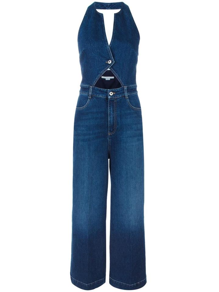 Stella Mccartney Cut-out Denim Jumpsuit - Blue