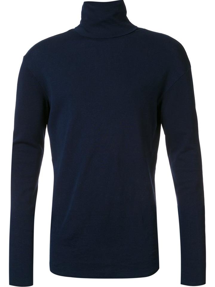 Ag Jeans Turtle Neck Jumper, Men's, Size: Large, Blue, Cotton