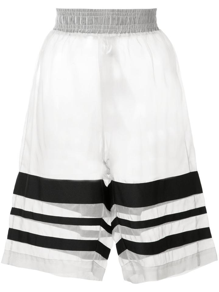 Christopher Raeburn - Organza Grosgrain Shorts - Women - Silk/polyester - L, Grey, Silk/polyester