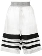 Christopher Raeburn - Organza Grosgrain Shorts - Women - Silk/polyester - L, Grey, Silk/polyester