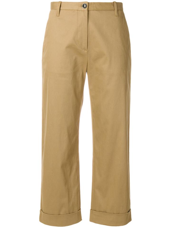 Nine In The Morning Cropped Turn Up Trousers - Brown
