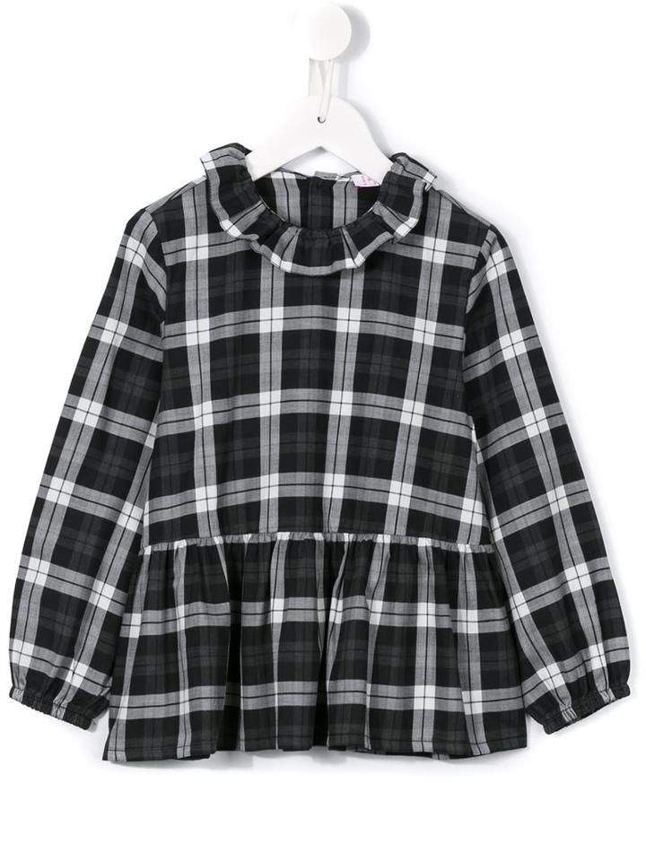 Il Gufo Ruffled Collar Plaid Blouse, Toddler Girl's, Size: 4 Yrs, Black