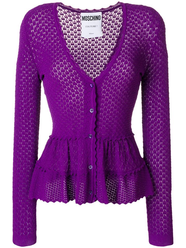 Moschino Frilled Crochet Cardigan - Pink & Purple