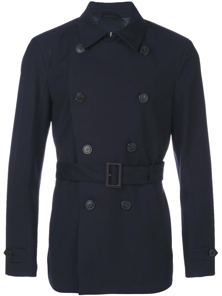 Corneliani Watertight Double-breasted Short Coat - Blue