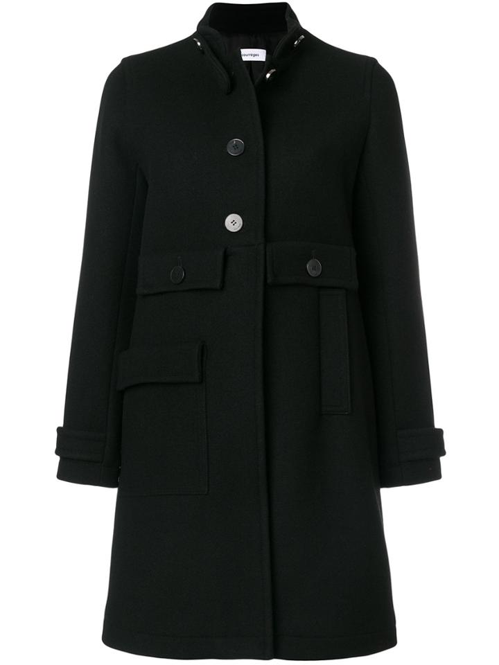 Courrèges Button-down Fitted Coat - Black