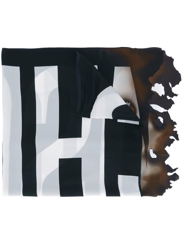 Moschino Burned Effect Logo Scarf