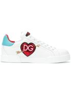 Dolce & Gabbana Portofino Sneakers With Patch Applique - White
