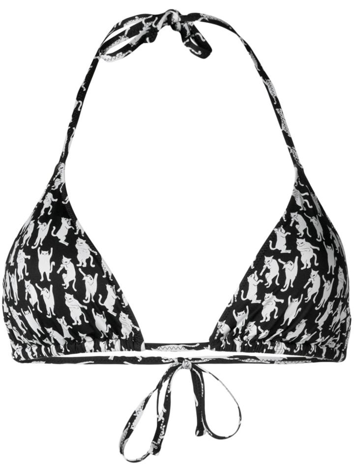 Paul Smith Cat Print Triangle Bikini Top - Black