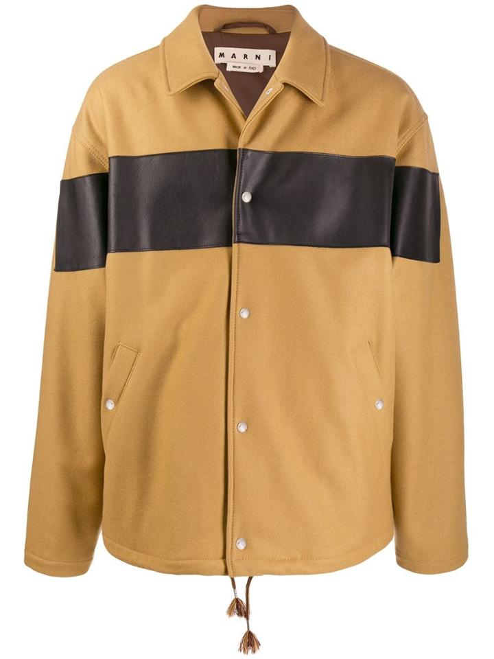 Marni Colour Block Oversized Shirt Jacket - Brown