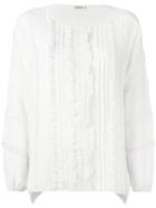 P.a.r.o.s.h. - Lace Placket Blouse - Women - Silk/cotton/polyamide/acetate - S, White, Silk/cotton/polyamide/acetate