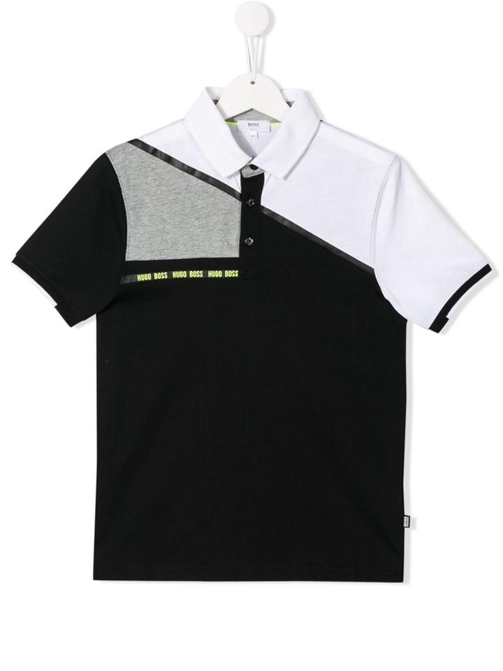 Boss Kids Contrast Panel Polo T-shirt - Black