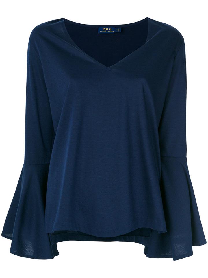Polo Ralph Lauren - Flared Sleeve T-shirt - Women - Cotton/modal - M, Blue, Cotton/modal