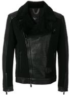 Frankie Morello Leather Biker Jacket - Black