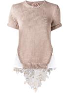 No21 Layered Effect Cut-out Back Top, Women's, Size: 40, Nude/neutrals, Cotton/polyester