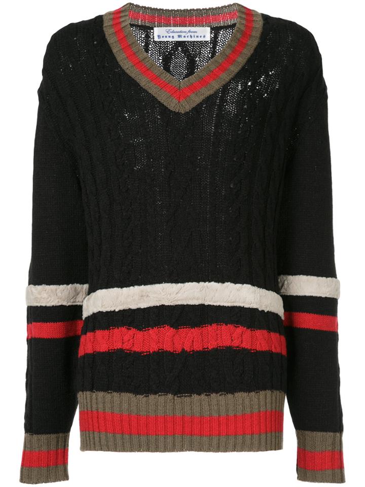 Education From Youngmachines Stripe Detail Jumper - Black