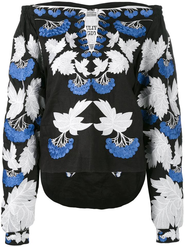 Yuliya Magdych - 'kalyna' Blouse - Women - Linen/flax - L, Black, Linen/flax