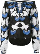 Yuliya Magdych - 'kalyna' Blouse - Women - Linen/flax - L, Black, Linen/flax