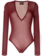 Tom Ford Deep V Neck Bodysuit - Red