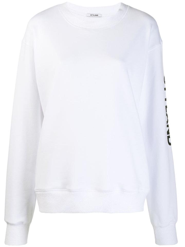 Styland Logo Sleeve Print Sweatshirt - White