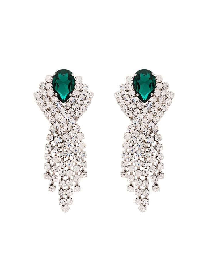 Alessandra Rich Drape Crystal Earrings - Silver