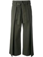 Fabiana Filippi - Drawstring Flared Trousers - Women - Cotton/polyester/spandex/elastane - 42, Green, Cotton/polyester/spandex/elastane